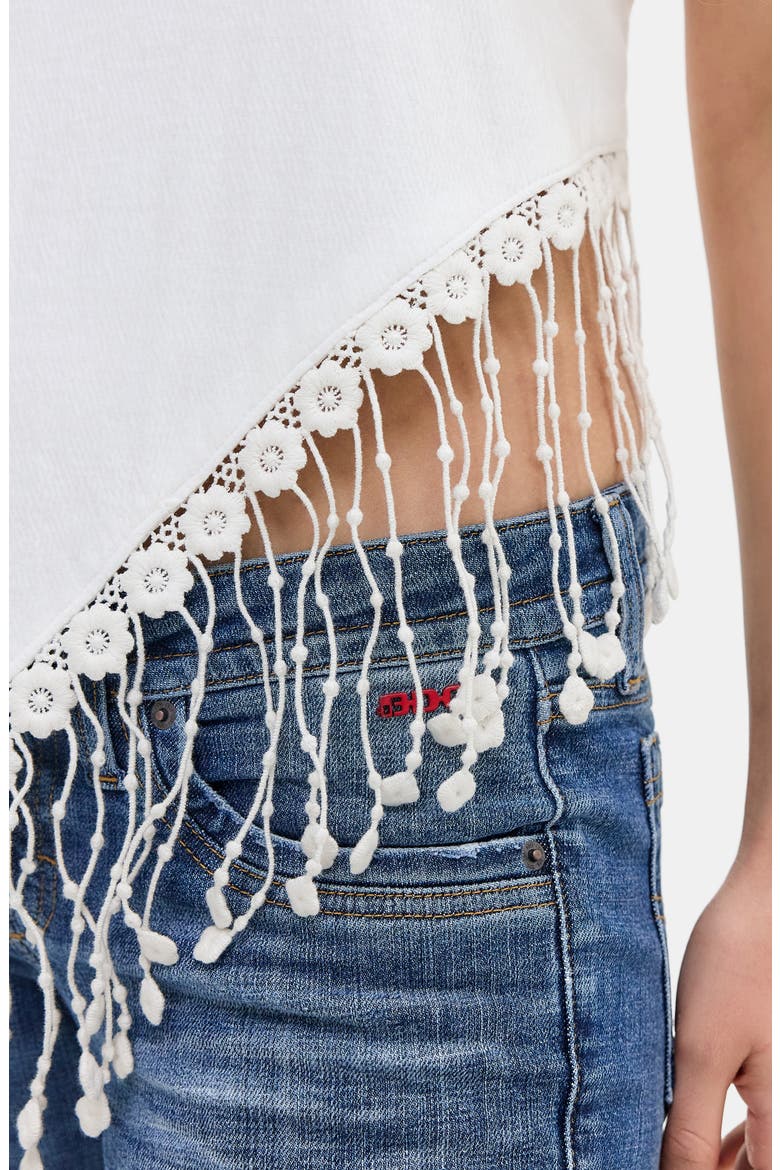 Fringe Strapless Top, Alternate, color, WHITE