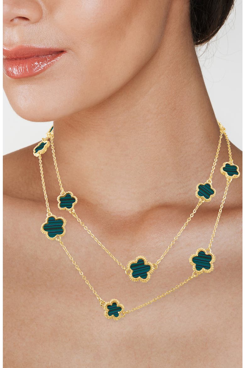 Resin Clover Station Necklace (Nordstrom Exclusive), Alternate, color, GREEN/GOLD
