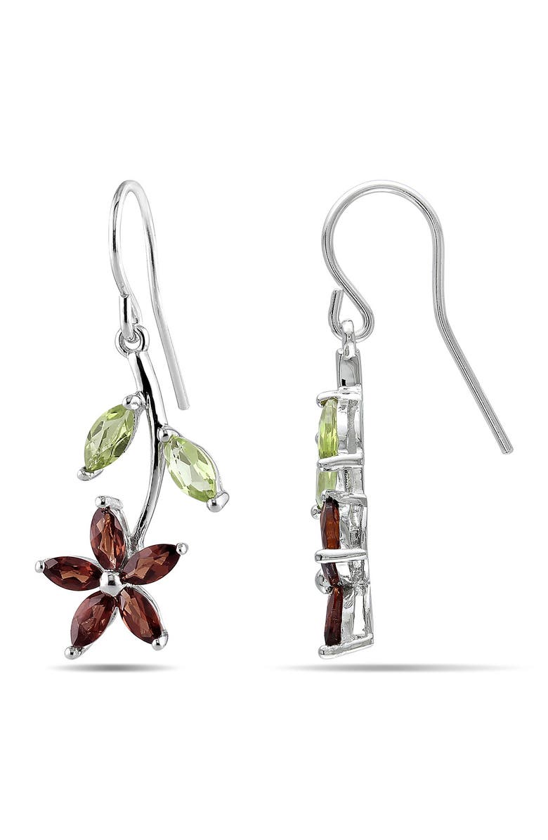 DELMAR Garnet & Peridot Flower Dangle Earrings, Main, color, Multi