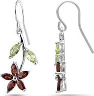 DELMAR Garnet & Peridot Flower Dangle Earrings