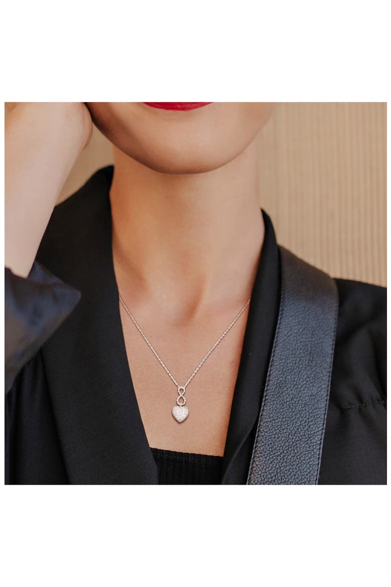 Sterling Silver Pavé Diamond Infinity Heart Pendant Necklace - 0.24ct., Alternate, color, WHITE