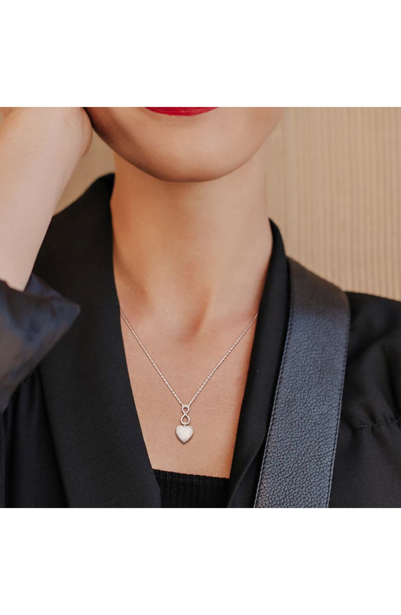 DELMAR Sterling Silver Pavé Diamond Infinity Heart Pendant Necklace - 0.24ct., Alternate, color, White