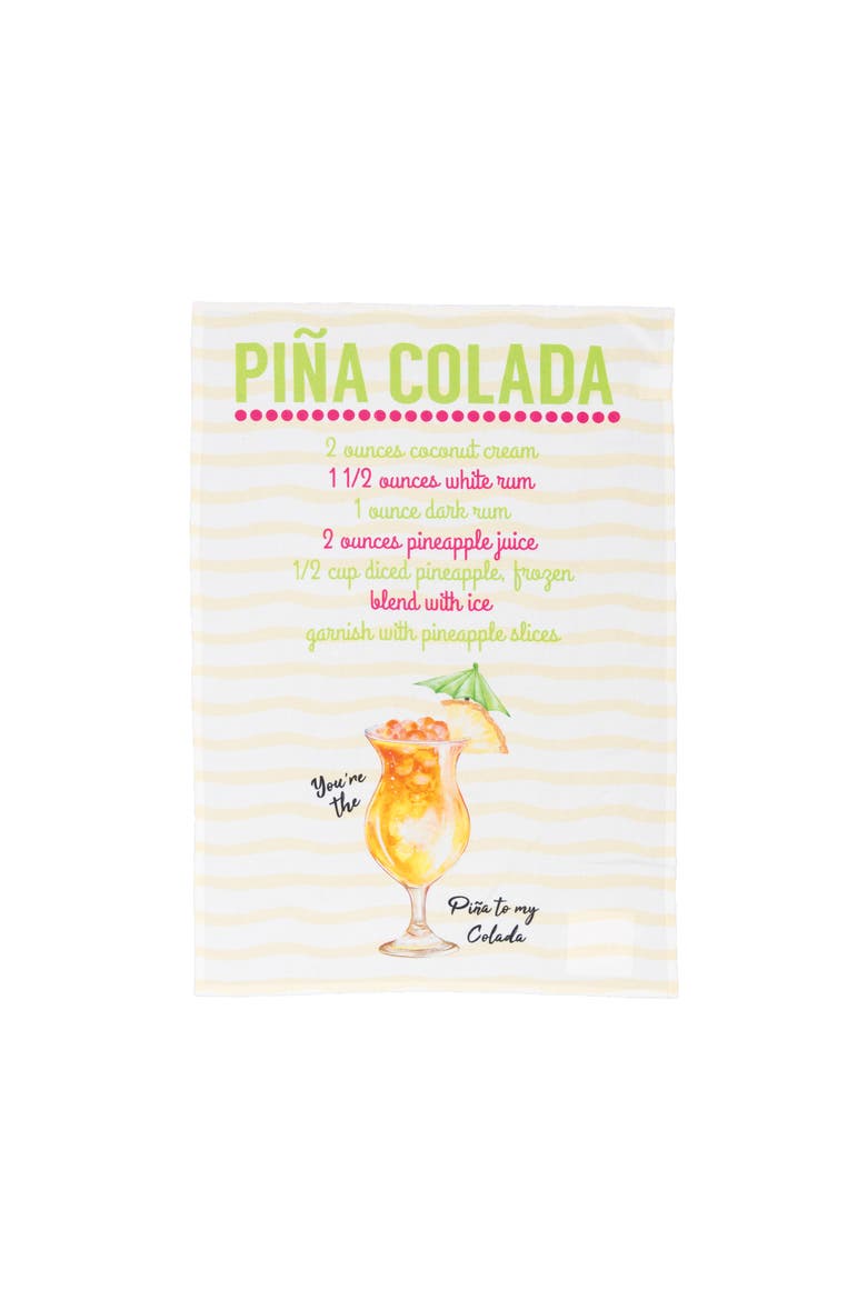 Pina Colada Printed Flour Sack Kitchen Towel DishTowel, Main, color, White