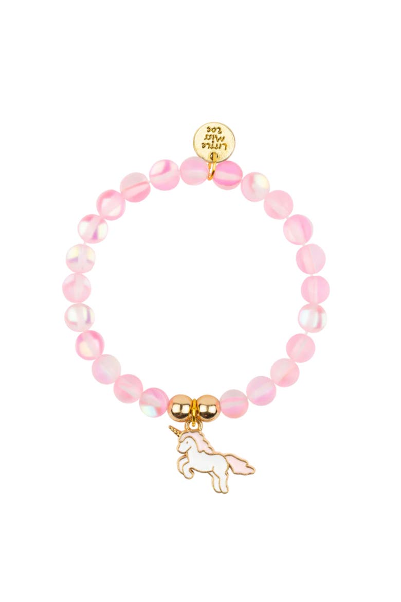 Unicorn Glass Moonstone and Delicate Gold Bracelet Set, Alternate, color, Pink