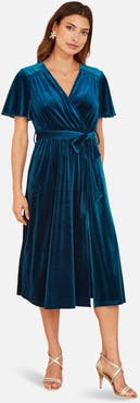 Yumi Velvet Split Hem Midi Dress