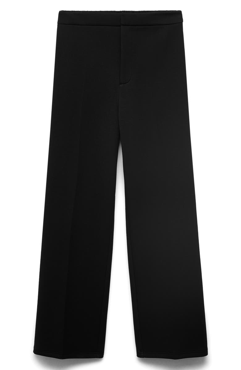 MANGO Cotton Blend Straight Leg Pants, Alternate, color, Black