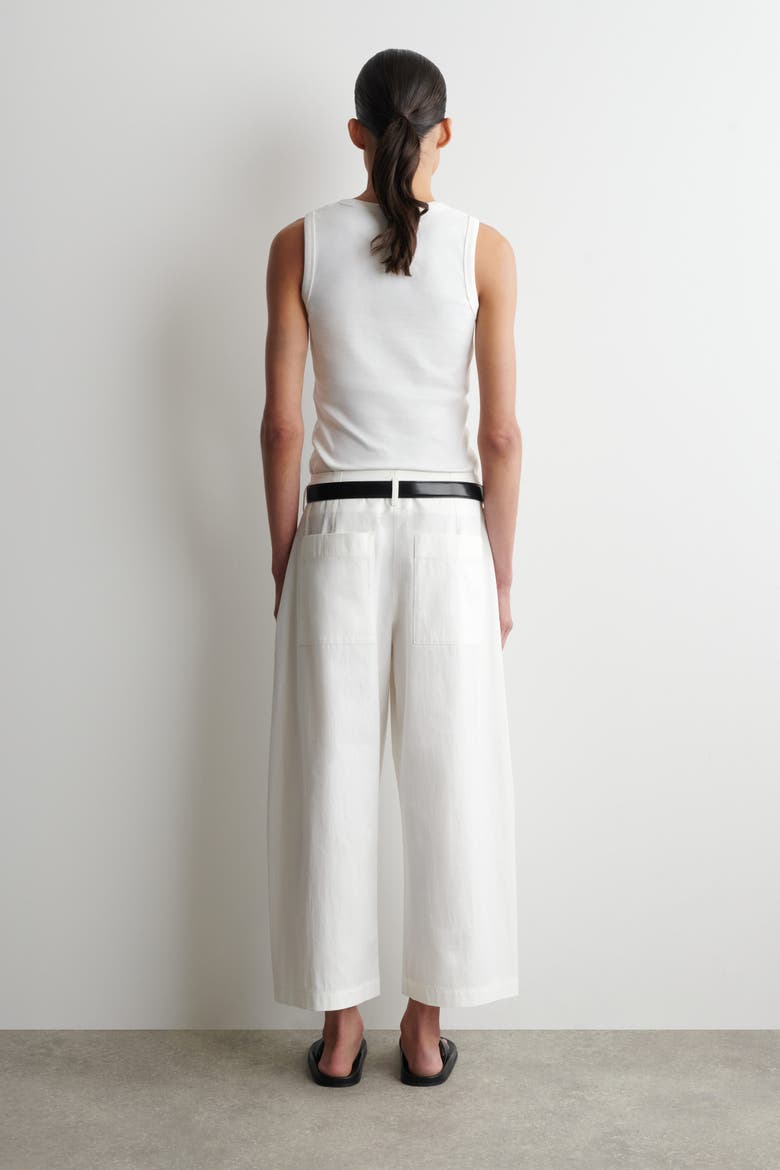 Pleated Cotton Balloon-leg Pants, Alternate, color, WHITE