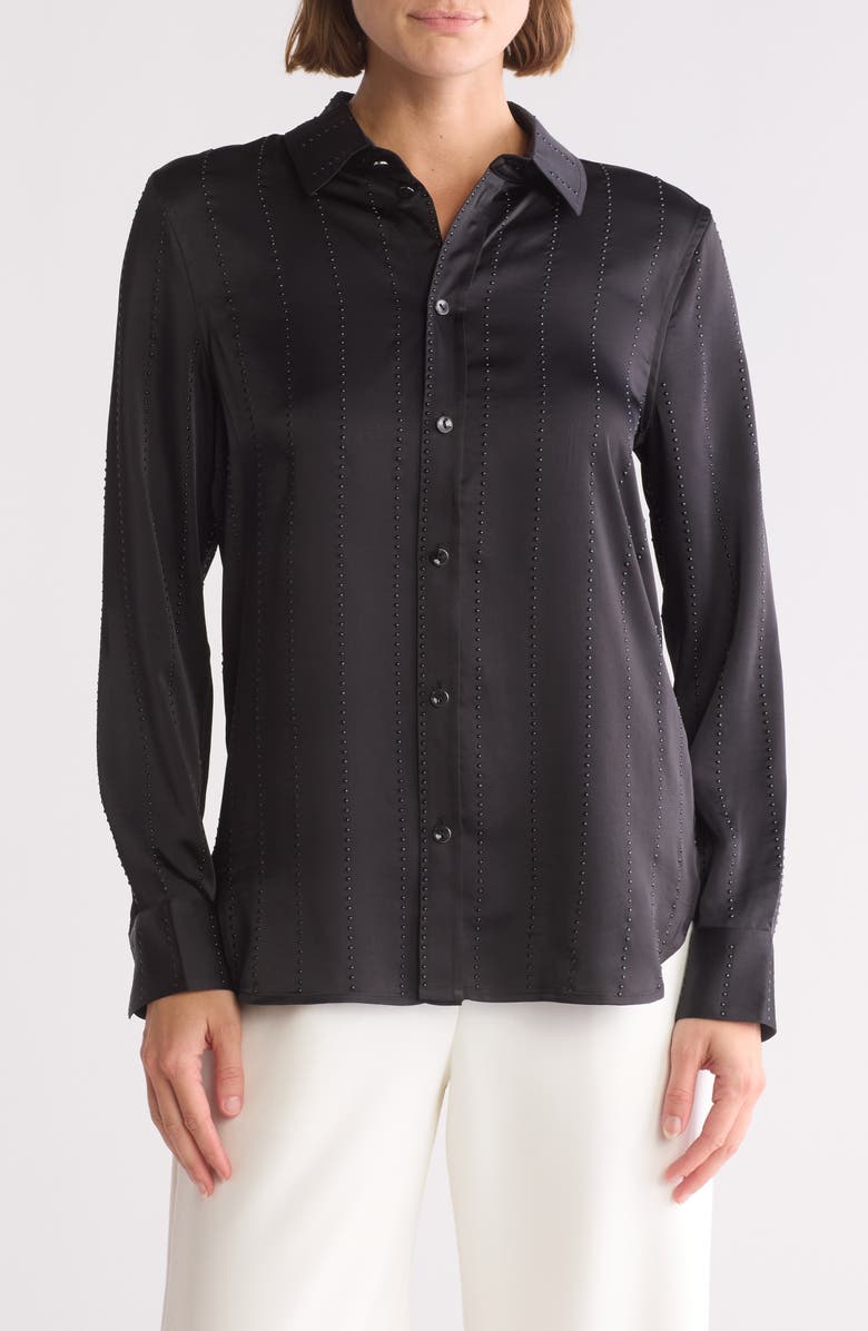 7 For All Mankind High Shine Rhinestone Button-Up Shirt, Main, color,