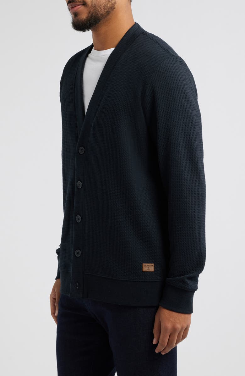 TravisMathew Pristine Shore Waffle Cardigan, Alternate, color, Black