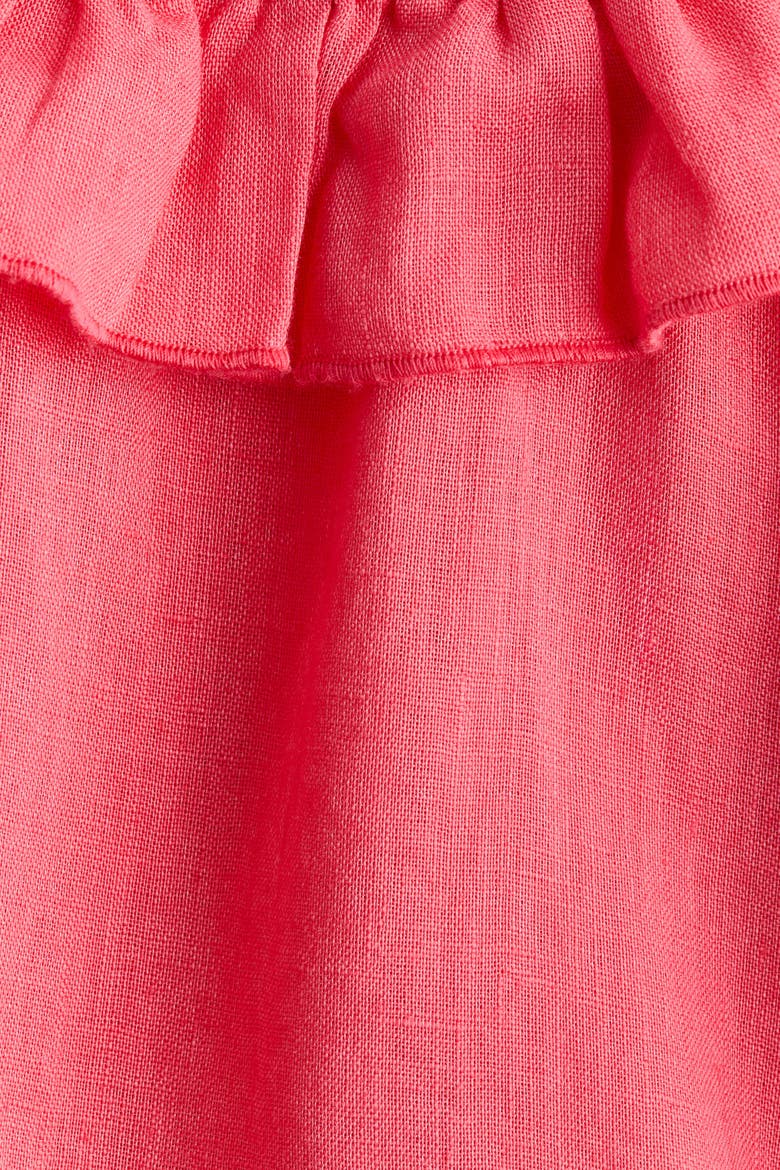 Frill-collared Linen Dress, Alternate, color, Coral red