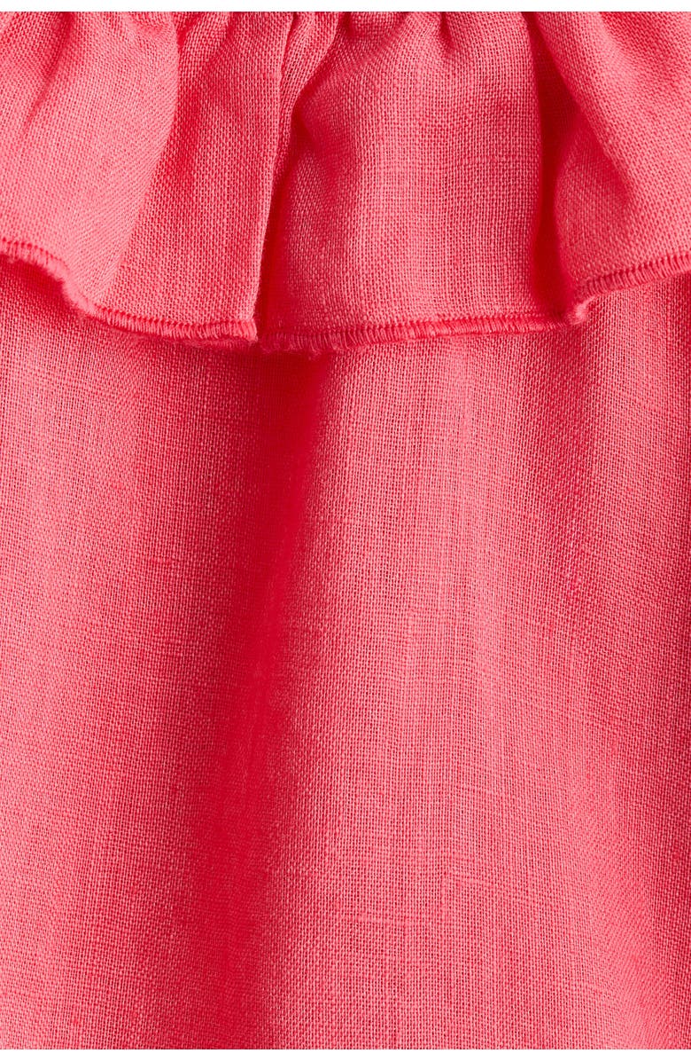 H&M Frill-collared Linen Dress, Alternate, color, Coral Red