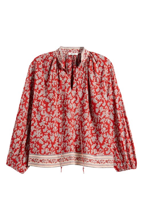 Shop Madewell Paisley Shirred Popover Top In Ground Madder