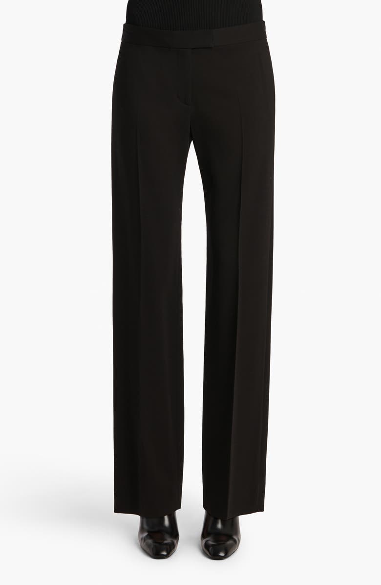 Khaite Callen Tapered Stretch Crepe Straight Leg Pants, Main, color, Black