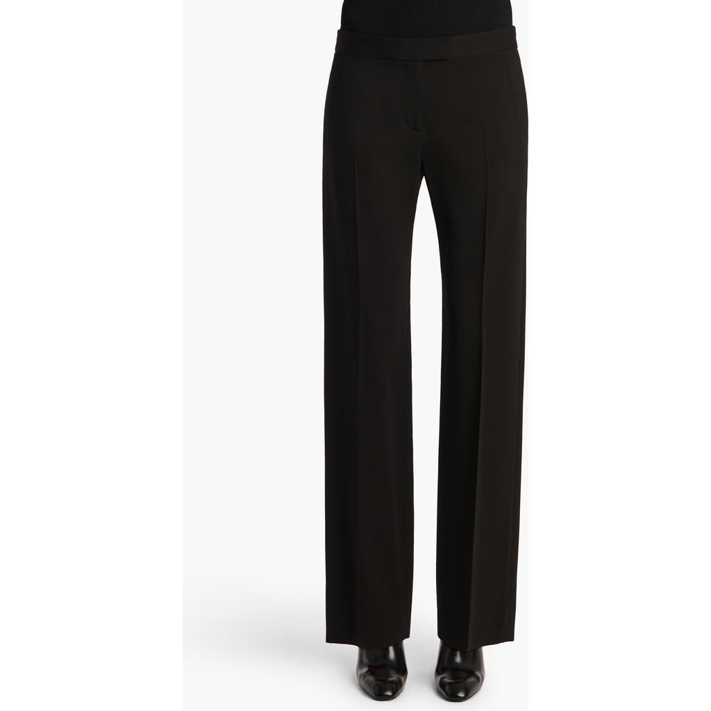 Khaite Callen Tapered Stretch Crepe Straight Leg Pants In Black