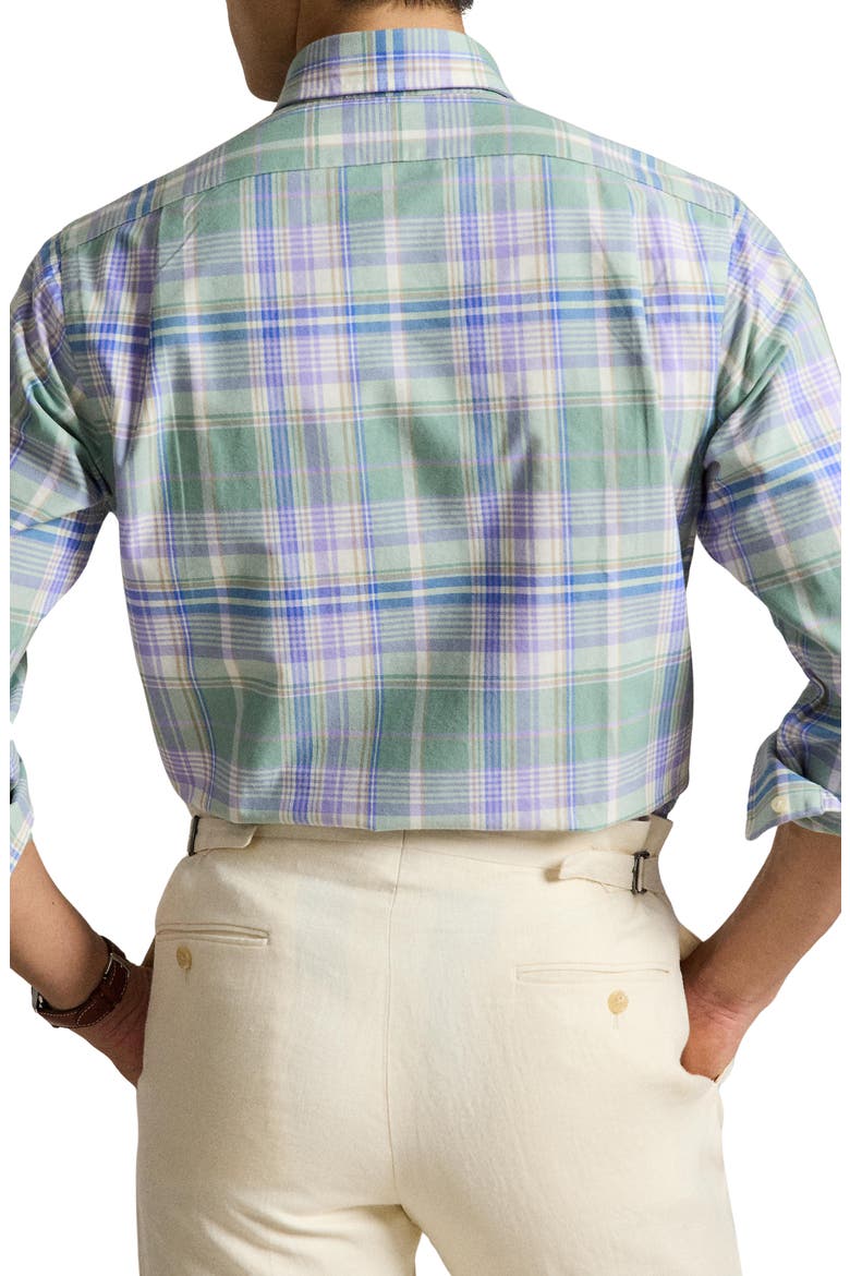 Classic Fit Plaid Cotton Button-Up Oxford Shirt, Alternate, color, FADED MINT LAVNDR MULTI