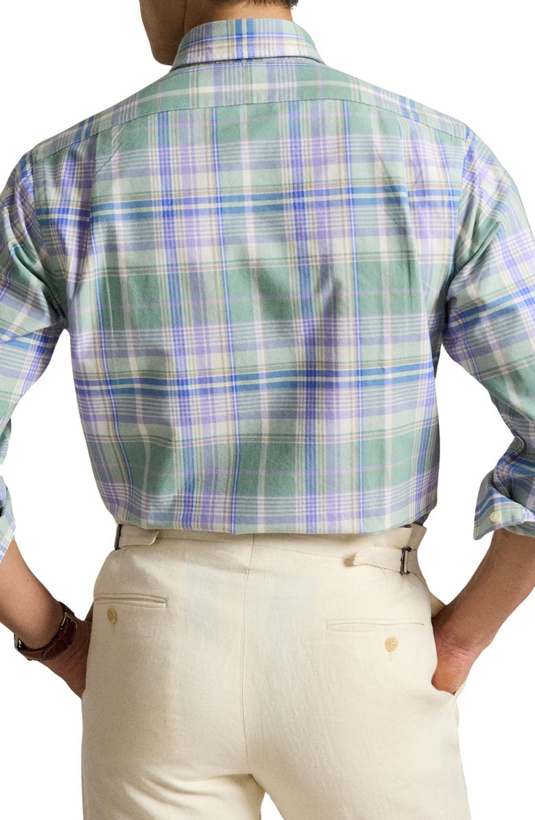 Polo Ralph Lauren Classic Fit Plaid Cotton Button-Up Oxford Shirt, Alternate, color, Faded Mint Lavndr Multi