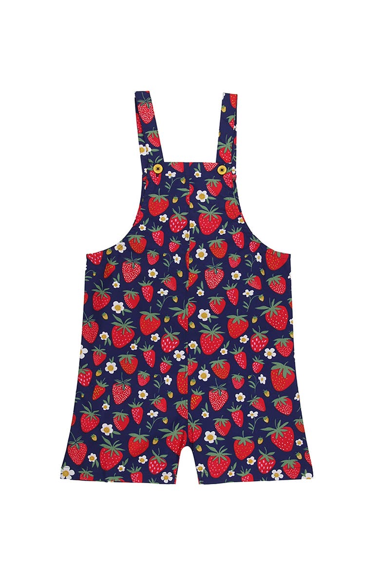 Lilly + Sid Organic Cotton Strawberry Print Dungarees Jumpsuit, Main, color, Red