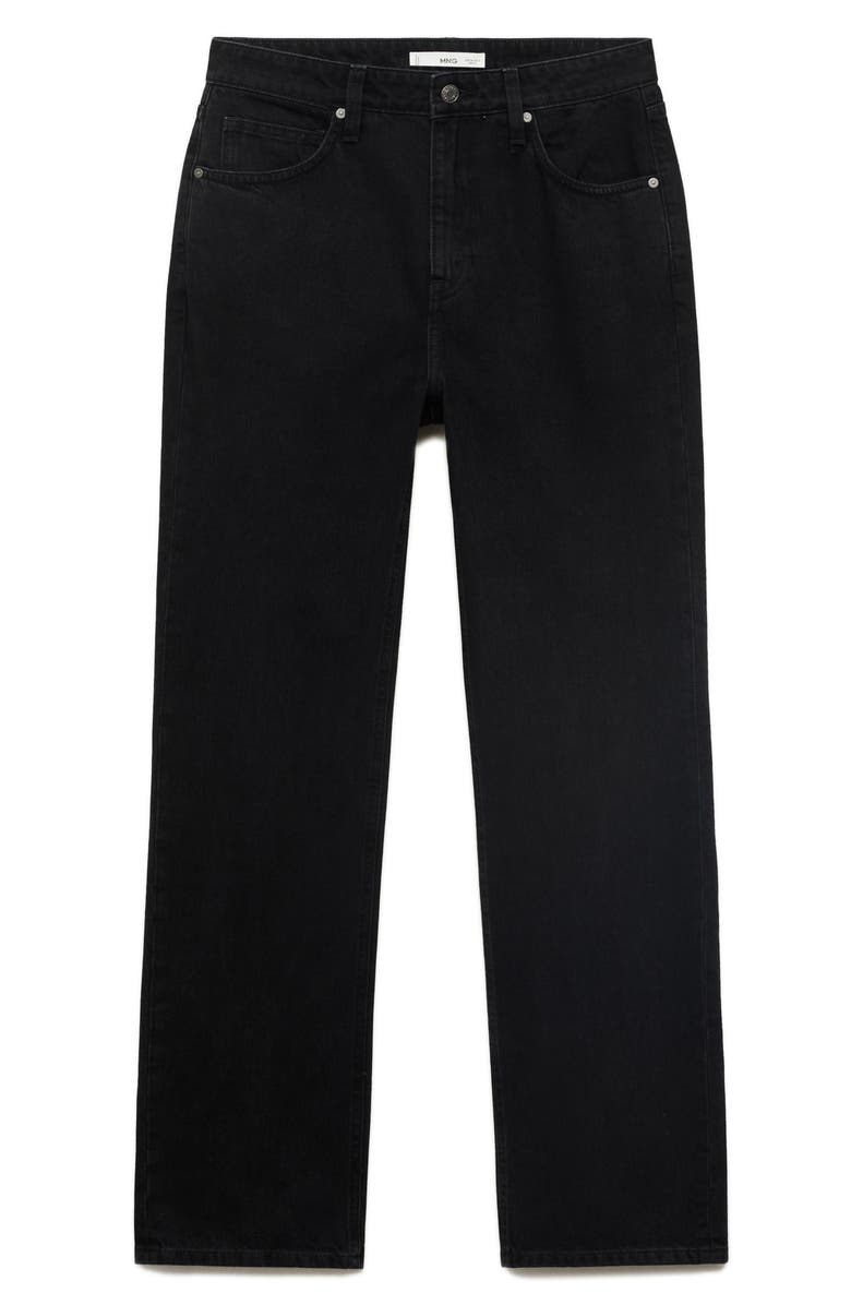 MANGO Matilda Mid Rise Straight Leg Jeans, Main, color, Black Denim