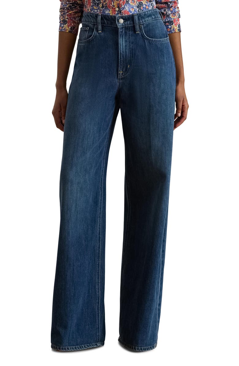 Lauren Ralph Lauren High Waist Wide Leg Jeans, Main, color, Maxen Wash Blue