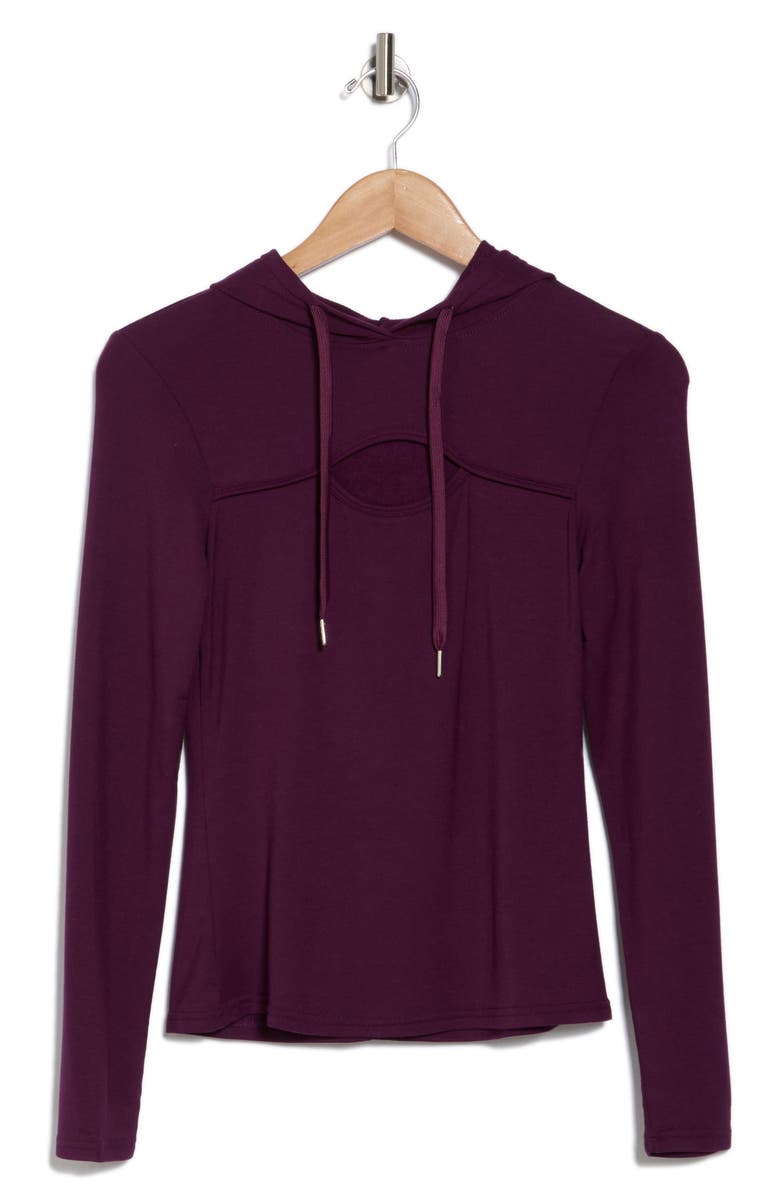 Jessica Simpson Keyhole Long Sleeve Hooded T-Shirt, Alternate, color, 