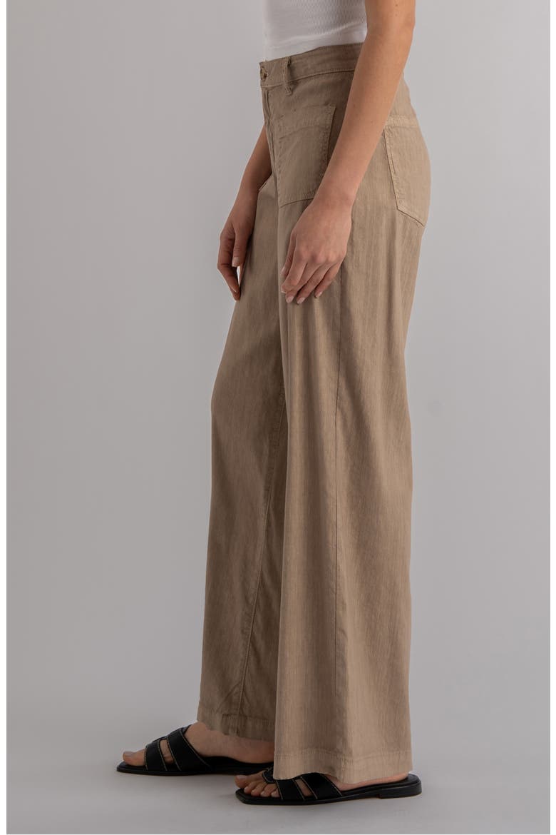 Meg Patch Pocket High Waist Wide Leg Linen Blend Pants, Alternate, color, KHAKI