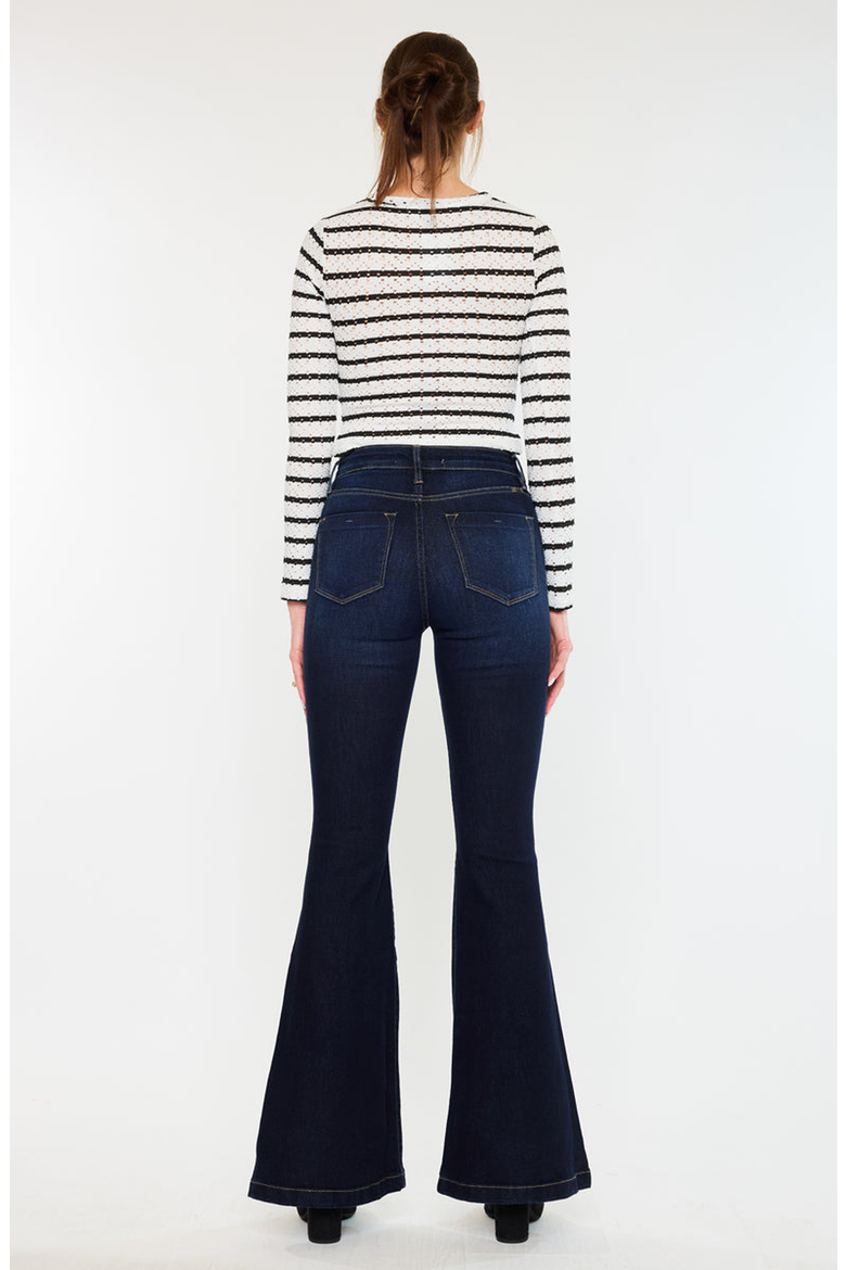 Roel High Rise Super Flare Stretch Jeans, Alternate, color, Dark Wash