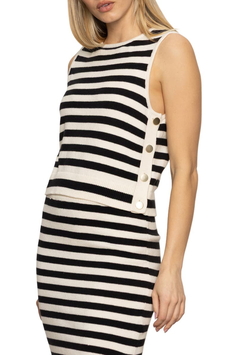 Sanctuary City Summer Button Trim Sweater Tank, Main, color, Natural/ Black