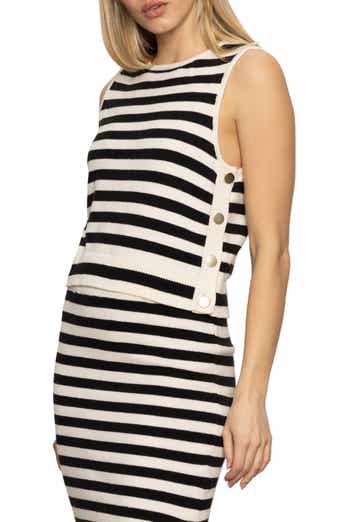 City Summer Button Trim Sweater Tank