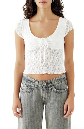 Shop Bdg Urban Outfitters Quinn Tie Front Lace Top