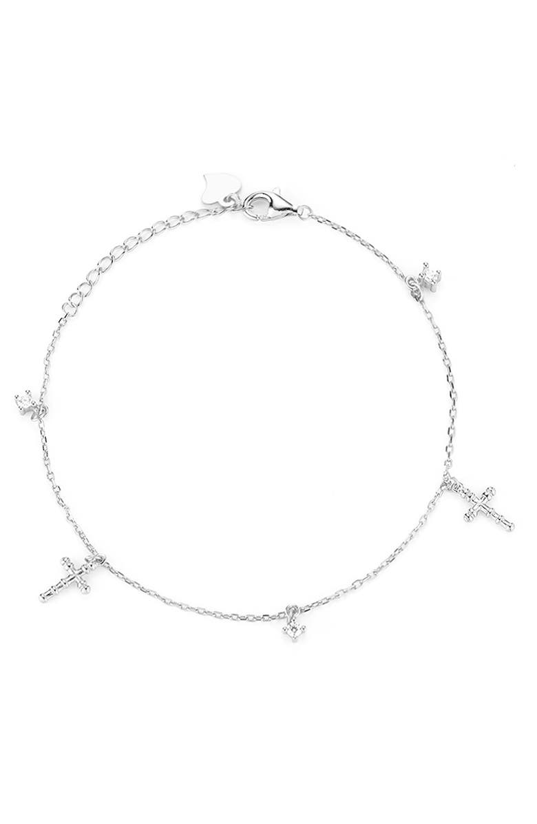 GLAZE JEWELRY Cross Charm Bracelet, Main, color, Silver
