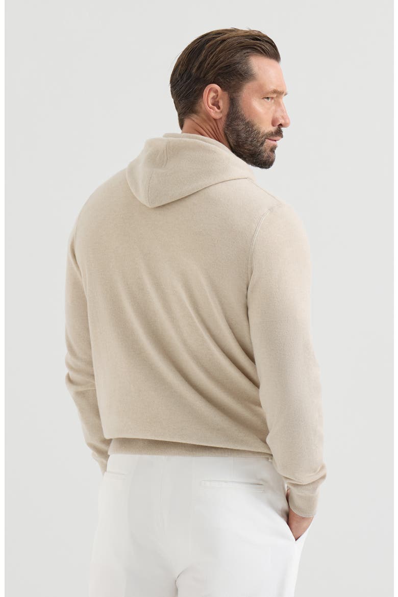 Cashmere sweatshirt-style cardigan with hood, Alternate, color, Sand