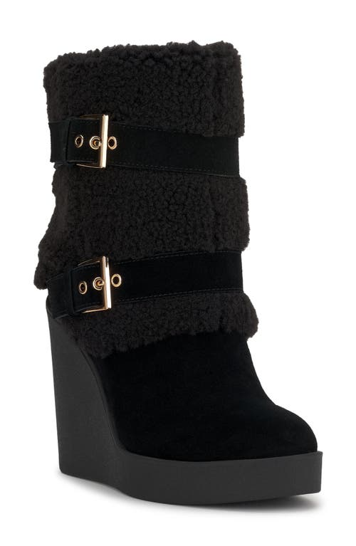 Jessica Simpson Meztyn Faux Shearling Wedge Boot In Gray