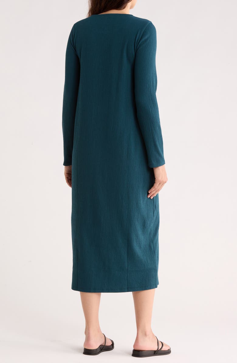 Eileen Fisher Long Sleeve Cotton Blend Jersey Dress, Alternate, color, Round Neck Dress
