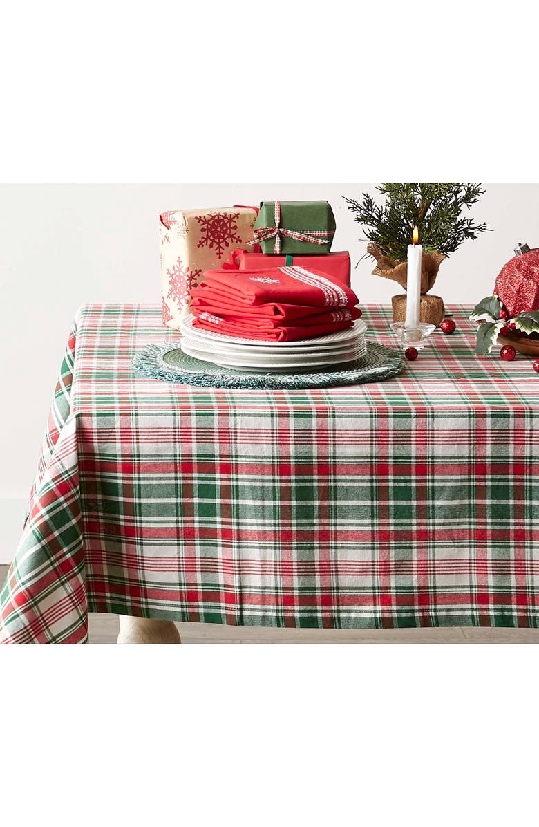 Design Imports Yuletide Plaid Round Tablecloth, Alternate, color, Yuletide Plaid