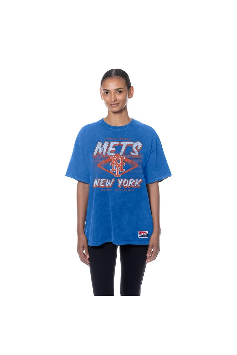 Women's New Era  Blue New York Mets Mineral Wash Oversized T-Shirt, Alternate, color, Blue