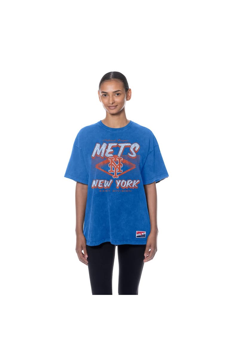 New Era Women
s New Era Blue New York Mets Mineral Wash Oversized T-Shirt, Alternate, color, Blue