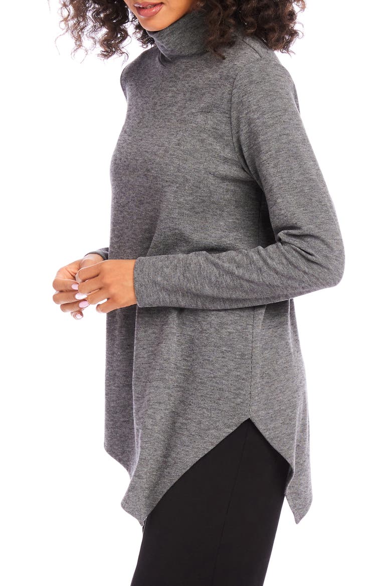 Turtleneck Asymmetric Hem Long Sleeve Top, Alternate, color, HEA