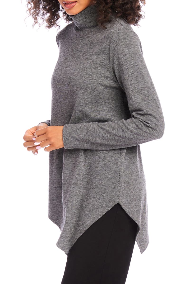 Karen Kane Turtleneck Asymmetric Hem Long Sleeve Top, Alternate, color,