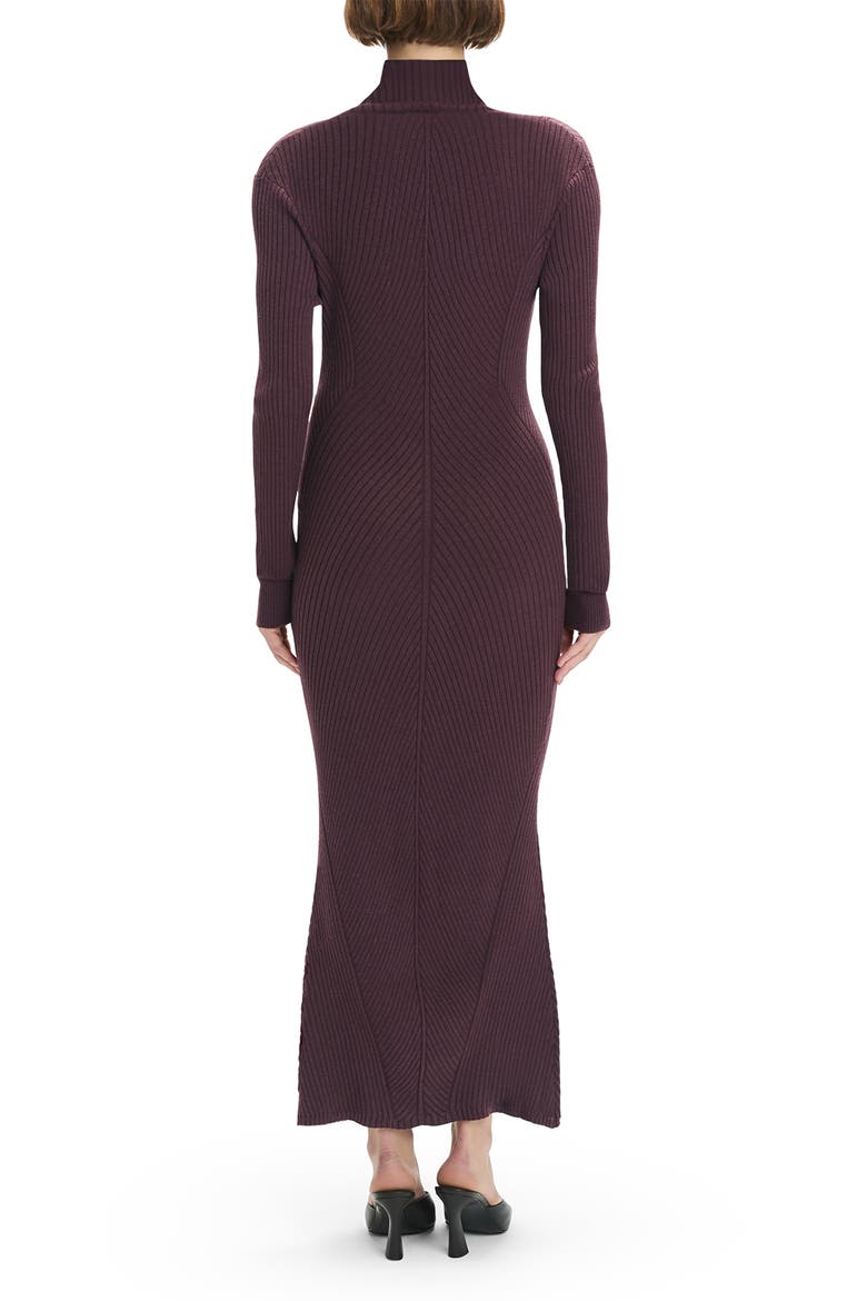 Be Your Girl Long Sleeve Merino Wool Blend Rib Sweater Dress, Alternate, color, BURGUNDY DAHLIA