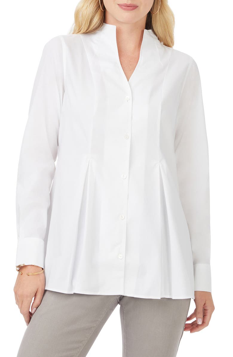 Foxcroft Alice Pleat Front V-Neck Blouse, Main, color, 