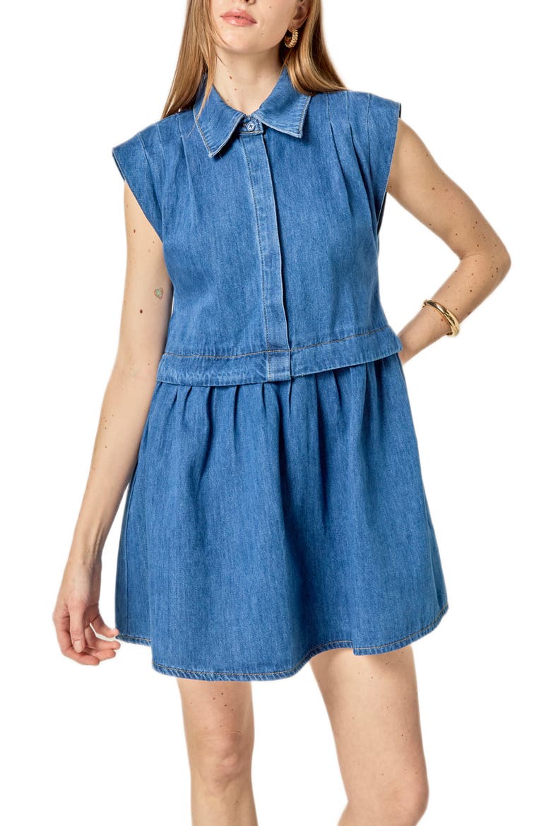 Denim Babydoll Mini Shirtdress, Alternate, color, DENIM