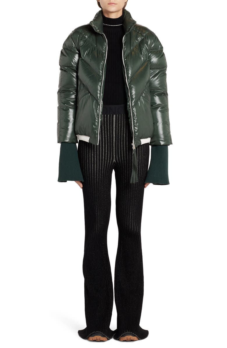 Moncler Genius x 2 1952 Yalou Knit Sleeve Lacquered Down Puffer Coat, Alternate, color, 