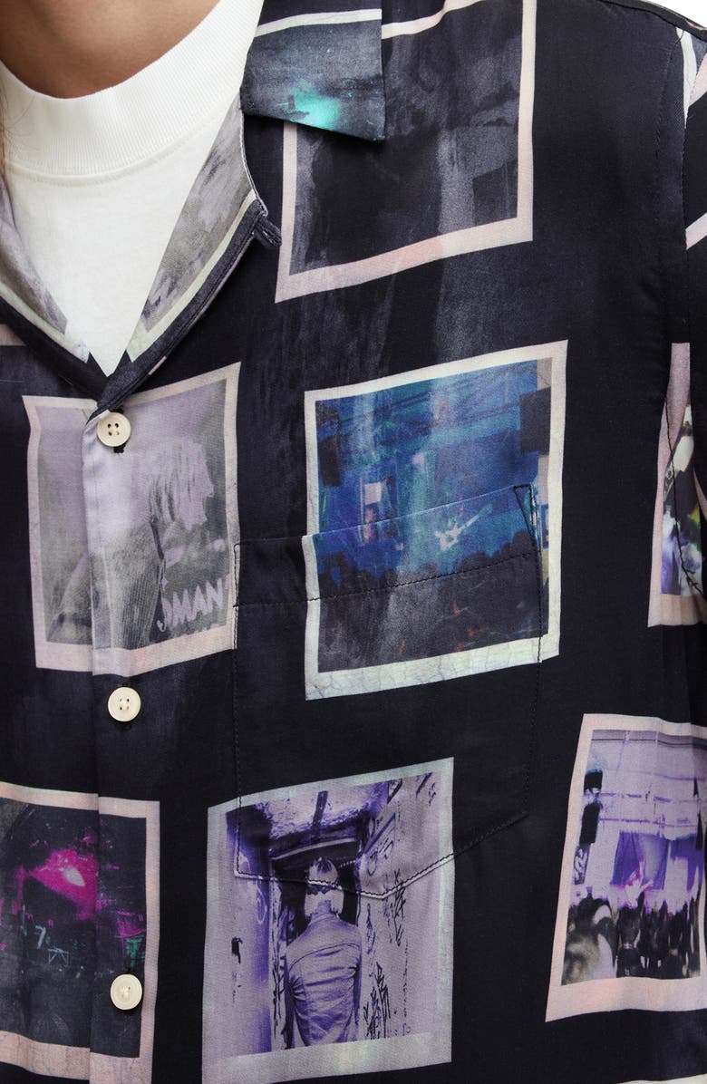 AllSaints Fotos Camp Shirt, Alternate, color, Jet Black