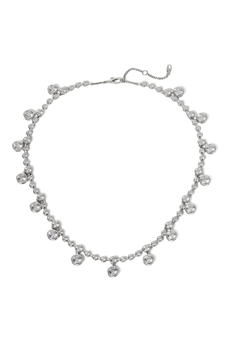 Brooklyn Cubic Zirconia Collar Necklace, Main, color, RHODIUM