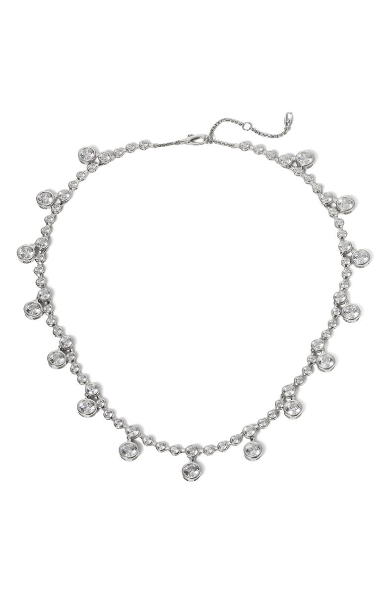 Nadri Brooklyn Cubic Zirconia Collar Necklace, Main, color, Rhodium