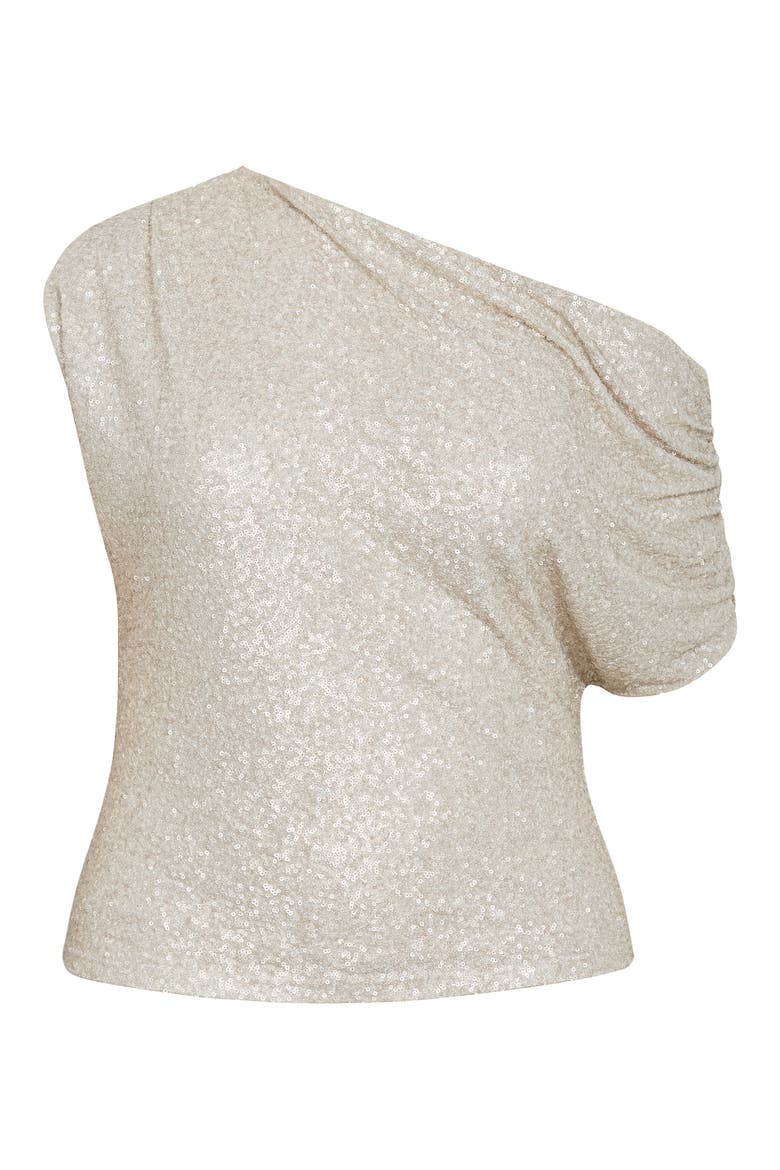 Adorn Sequined Off the Shoulder Top, Alternate, color, BRONZE GODDESS