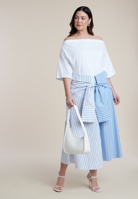 Tie-Waist Poplin Maxi Skirt (Plus)