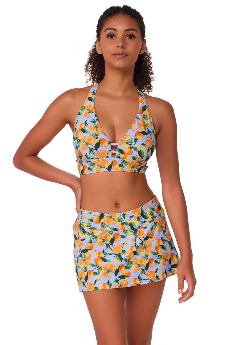 Sporty Swim Skirt Bottoms, Alternate, color, Clementine
