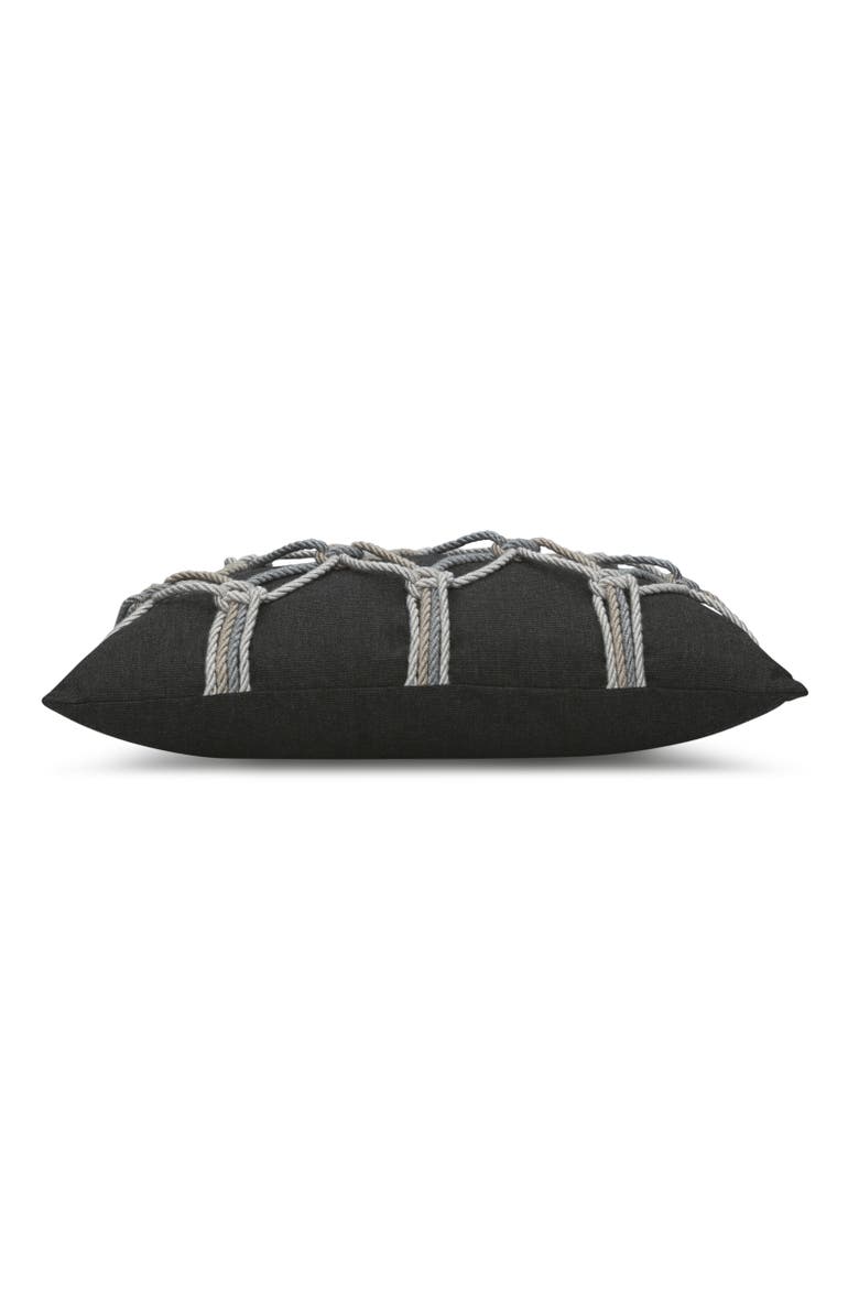 Rope Hand Knotted Macrame Indoor & Outdoor Woven Accent Pillow, 12x20, Alternate, color, Carbon