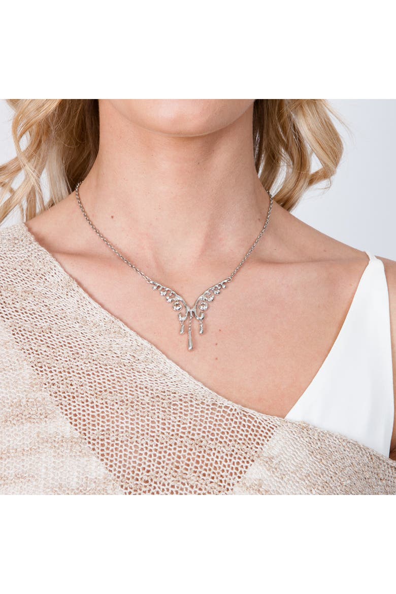 V Style Wave Necklace, Main, color, Sterling Silver